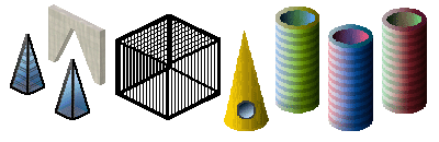 skylights, a wall, a cage, a cone and some tube thingos